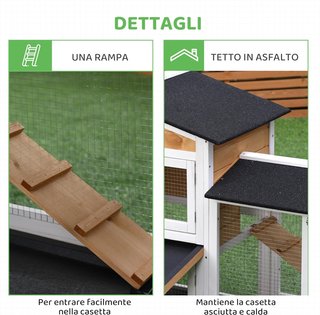 Jaula para Conejos de Exterior con Puertas Múltiples, Conejera de Madera de Abeto con Rampa, Casa para Conejos y Espacio Abierto Cercado, Amarillo y Negro