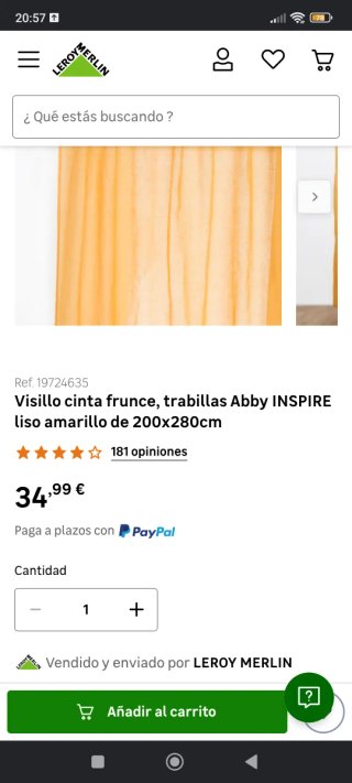 Cortina visillo Inspire ABBY 200x280cm