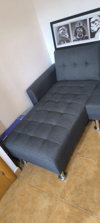 Sofá Cama Chaise Longue Gris