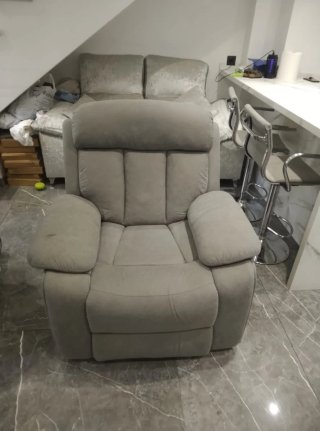 Sillón Relax Tela Beige/Gris