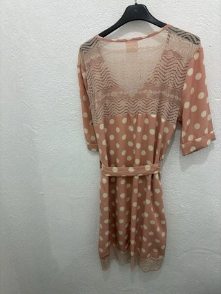 Vestido Blanco Roto lunares talla L