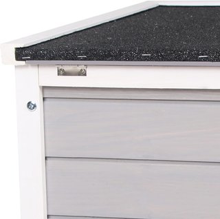 Jaula para Conejos de Madera con Techo Abierto de Asfalto, Conejera con Rampa de Acceso Antideslizante, 51X42X43Cm, Gris