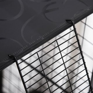 Jaula Modular y Multinivel para Conejos y Cobayas, Recinto para Pequeños Roedores con 3 Puertas y Alambres de Acero, Negro