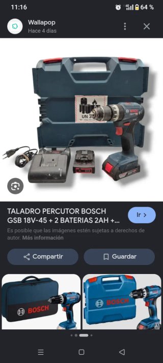 Taladro Percutor Bosch GSB 18V-45 + 2 Baterías