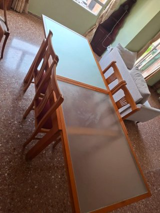 Comedor extensible madera y cristal