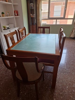 Comedor extensible madera y cristal
