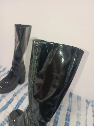 Botas altas negras charol plataforma