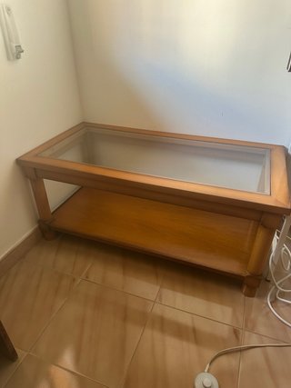 Mesa de centro madera pino y cristal