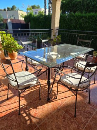 Mesa Forja y 6 Sillas Jardín Porche