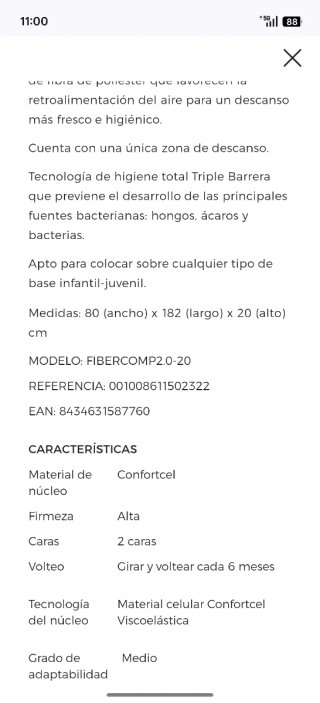 Colchón Pikolin 90x182 cm