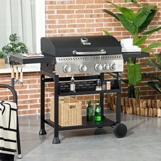 Outsunny Barbecue a gas 135x52x103cm Nero · Metall