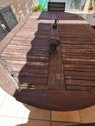 Mesa madera de jardín con 6 sillas