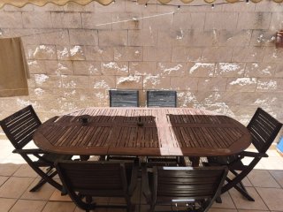 Mesa madera de jardín con 6 sillas