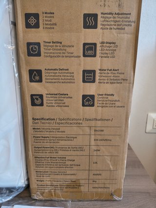Deumidificatore 12L/24H Silenzioso con Timer NUOVO