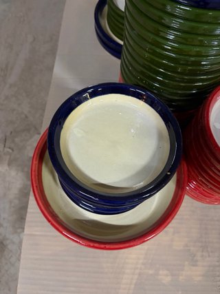 3 Macetas y Platos Cerámica Pintados a Mano