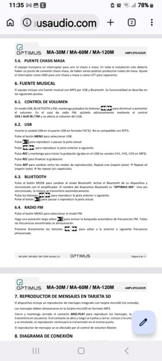 Amplificador Optimus A-120M 120W