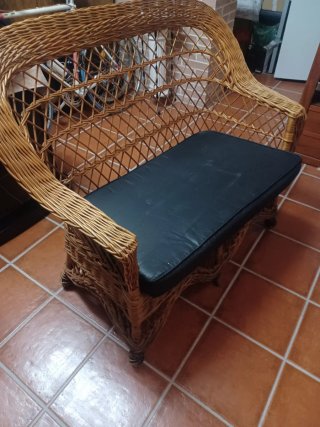 3 Sofás de Mimbre Marrones 110cm