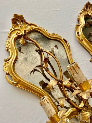 Coppia Specchi Veneziani Antichi Oro