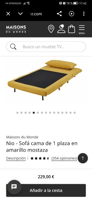 Sofá cama Nio Maisons du Monde amarillo