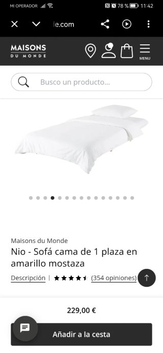 Sofá cama Nio Maisons du Monde amarillo