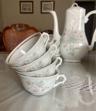 Juego de café porcelana floral