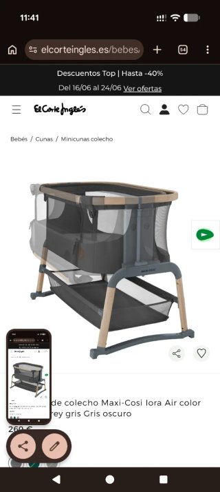 Minicuna Maxi-Cosi Iora Air Gris Oscuro