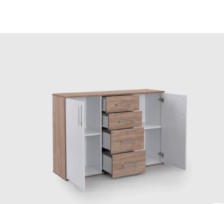 Cómoda blanca y madera con cajones