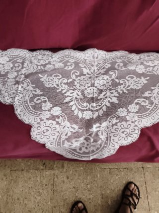 Mantilla Fallera Blanca Encaje