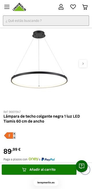 Lámpara Techo Led Aro Negra
