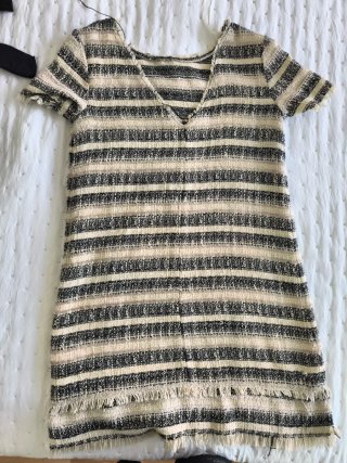 Vestido Zara Rayas Flecos Talla XS