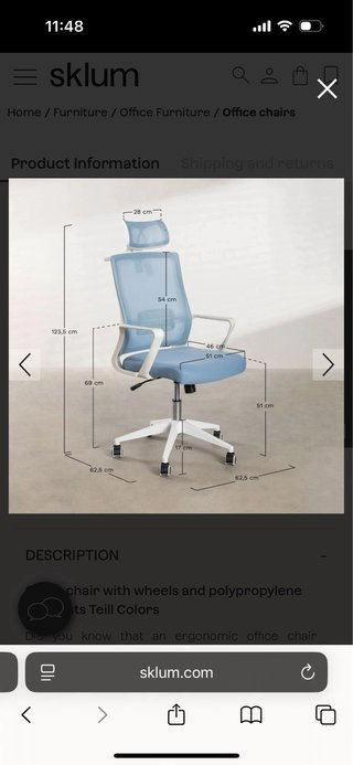 Silla de escritorio Sklum beige y blanca