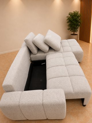 Sofá Cama Chaiselongue + Arcón Beige 258cm