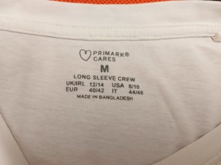 Camiseta manga larga algodón Primark M