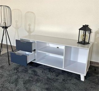 Mueble TV 120cm Blanco y Gris