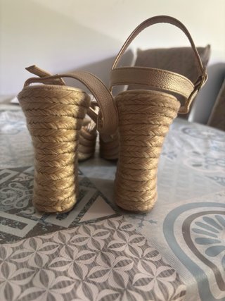 Sandalias cuña esparto beige talla 37