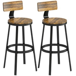 Set 2 Sgabelli da Bar Stile Rustico con Poggiapied
