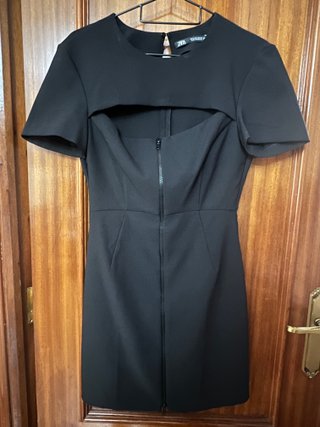 Vestido Zara Negro Cremallera Frontal Talla S