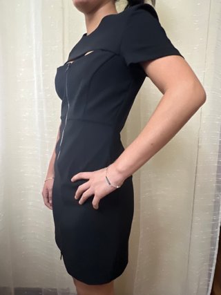 Vestido Zara Negro Cremallera Frontal Talla S