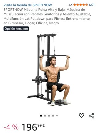Máquina polea alta y baja + discos pesas