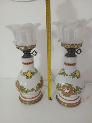 Coppia Lampade Ceramica Bassano Vintage H 42cm