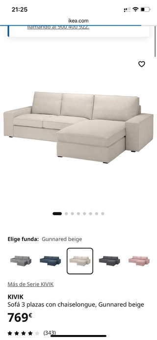 Sofá chaiselongue blanco Ikea Kivic