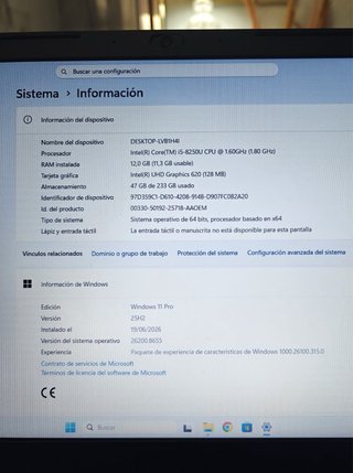Portátil pc LENOVO - i5, 12GB RAM, 250GB SSD