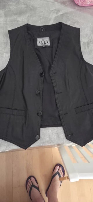 Chaleco Cuero Moto Alex Originals Talla M