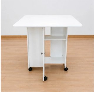 Mesa blanca plegable de comedor o cocina 6 ruedas