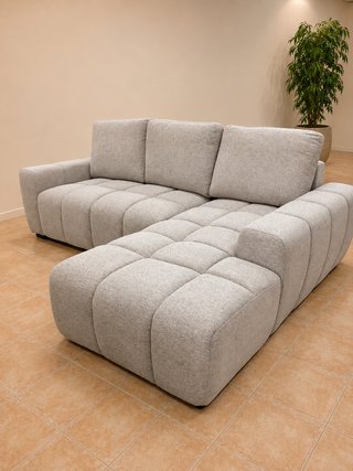 Sofá Cama Chaiselongue con Arcón Beige 258cm