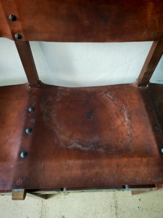 Banqueta triple castellana cuero