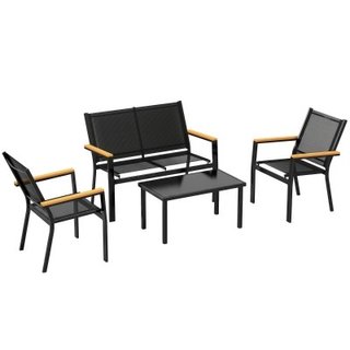 Outsunny Mobili da Giardino 4pz con Tavolino e 3 S