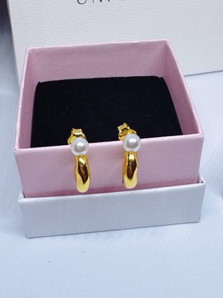 Pendientes Pandora Perla Orgánica Dorados