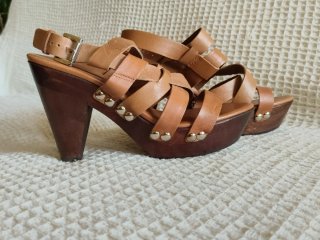 Sandalias de piel tacón plataforma T39