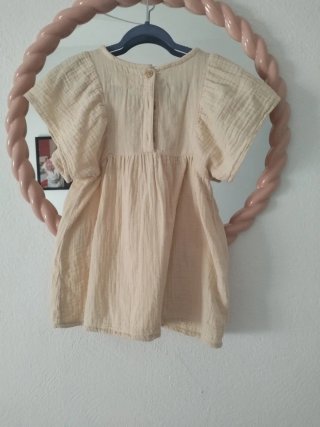 Vestido Lefties beige bordado 92 cm